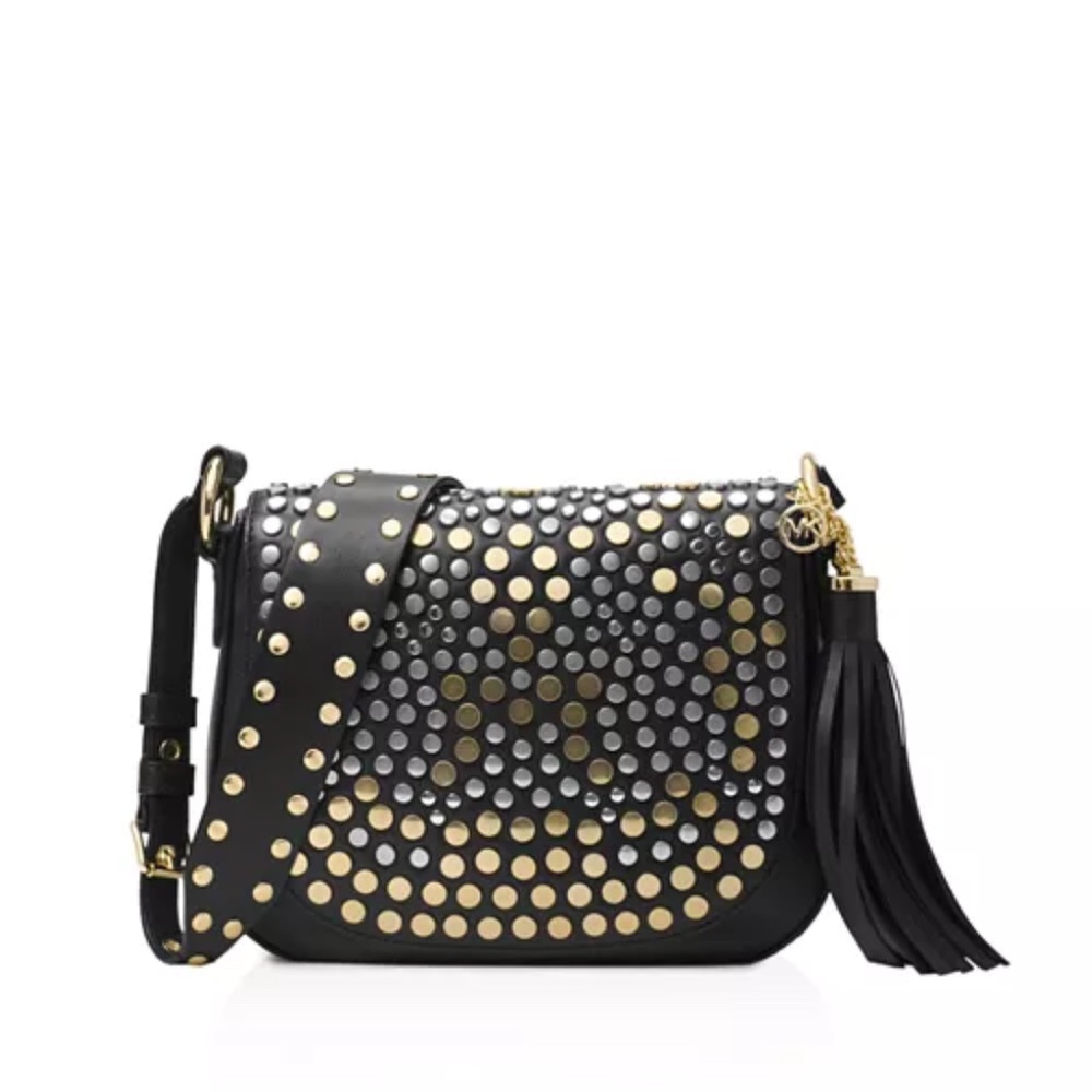 MICHAEL Michael Kors Jenkins Stud Brooklyn Medium Saddle Bag